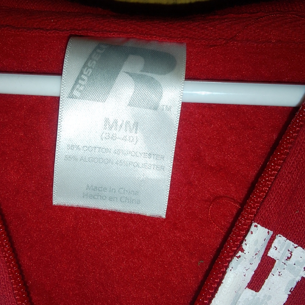Oklahoma Sooners Red Hooded Zip Up Jacket Russel is the brand size medium 36-40 - Picture 4 of 7